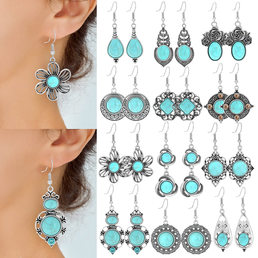 Ethnic Chic Fashion - Ethnic Style Drop Earrings with Turquoise