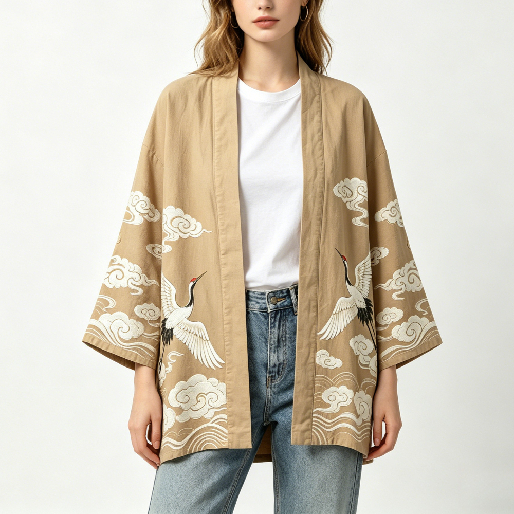 Haori Japanese Jacket - Cotton Japanese Kimono Robe for Women