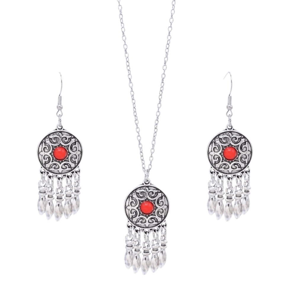 Ethnic Wear Fashion Designer - Silver Color Alloy Vintage Ethnic Necklace