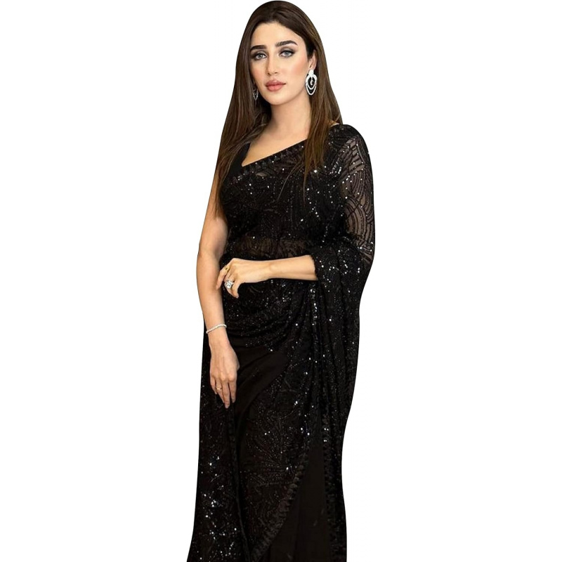 Women's Georgette Sequence Emb – Saree Georgette Women Bewertung und Preis