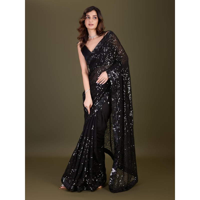 Women's Georgette Sequence Emb – Saree Georgette Women Bewertung und Preis