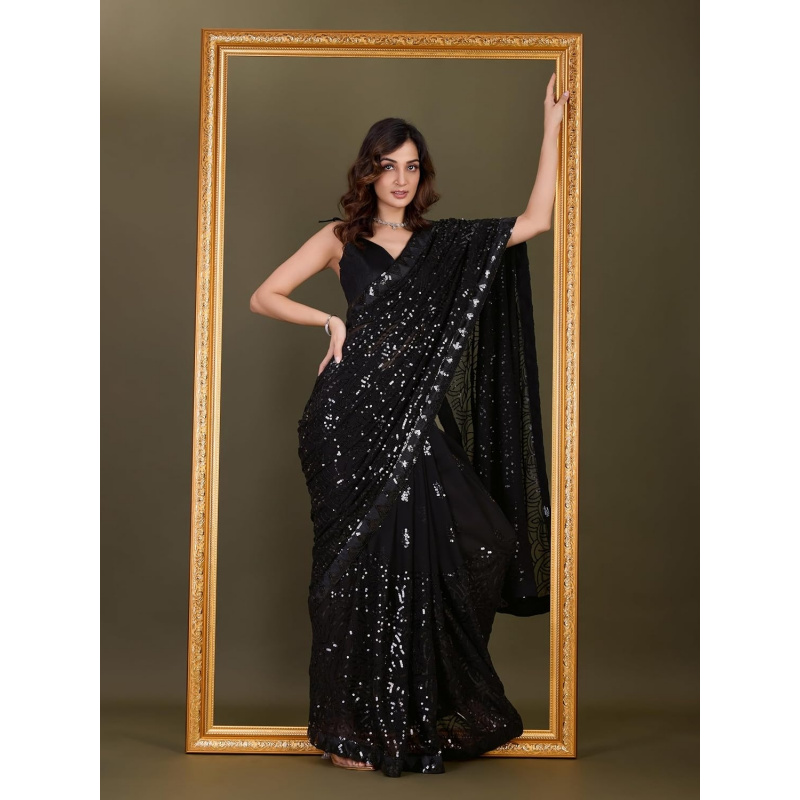Women's Georgette Sequence Emb – Saree Georgette Women Bewertung und Preis