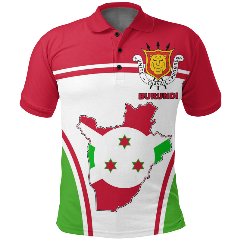 Burundi Flag Map 3D Print Polo – Dashiki Shirt Men Bewertung und Preis