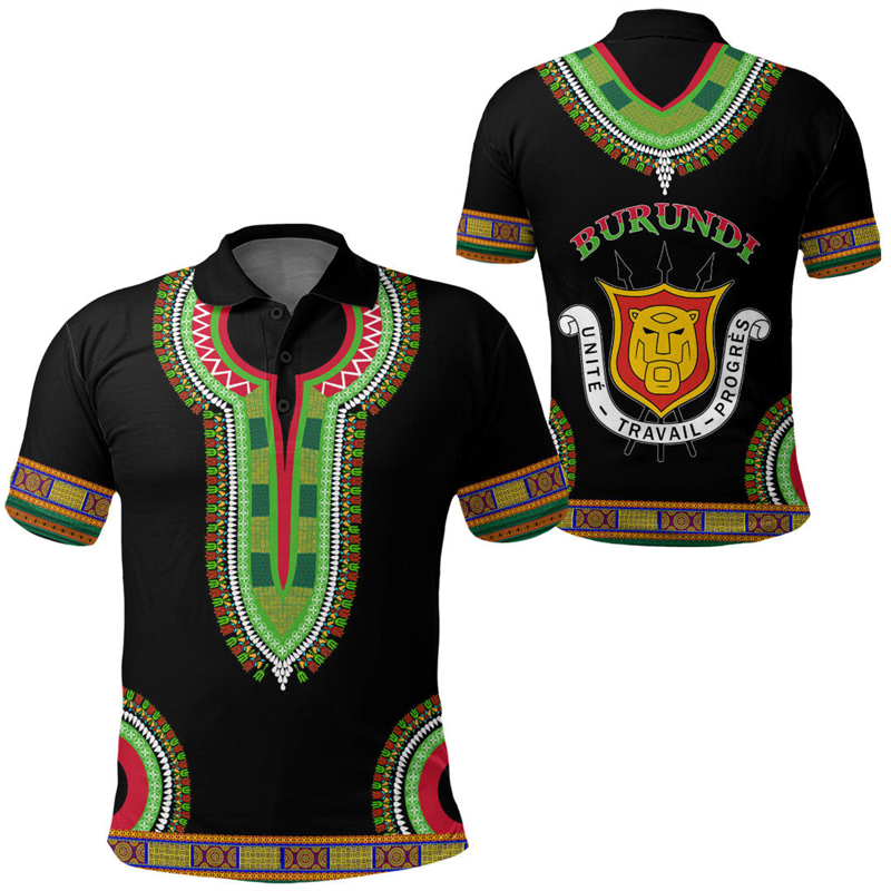 Burundi Flag Map 3D Print Polo – Dashiki Shirt Men Bewertung und Preis